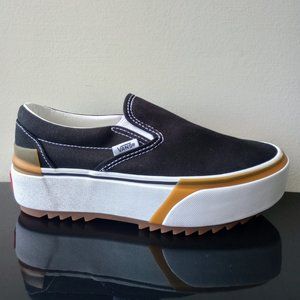 Vans Women's Slip-On Platform Canvas Sneaker in Nice Black / White / Gum